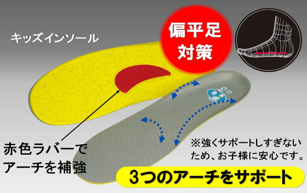 子供向け偏平足用インソールおすすめ３：アシマル「キッズインソール」